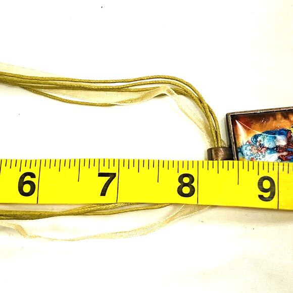 Sheep Art Pendant Necklace Yarn Knit OG Custom Glass C Togel NY Statue Liberty - Picture 9 of 12